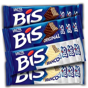 Kit com 2 Chocolates Bis Branco 126g + 2 Chocolates Bis Ao Leite 126g